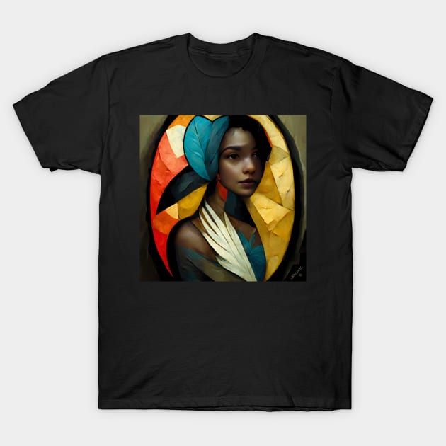 Cubic Owl Woman with Feather - Beautiful Woman T-Shirt by JediNeil